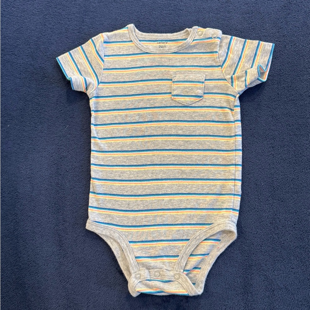 Carter's Blue and Yellow Striped Bodysuit